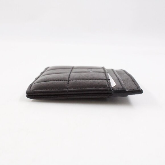 NWOT Saint Laurent Quilted Smooth Leather Card Case in Black/Silver - Picture 3 of 12